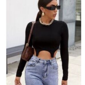 SHEIN Black Cut-Out Bodysuit